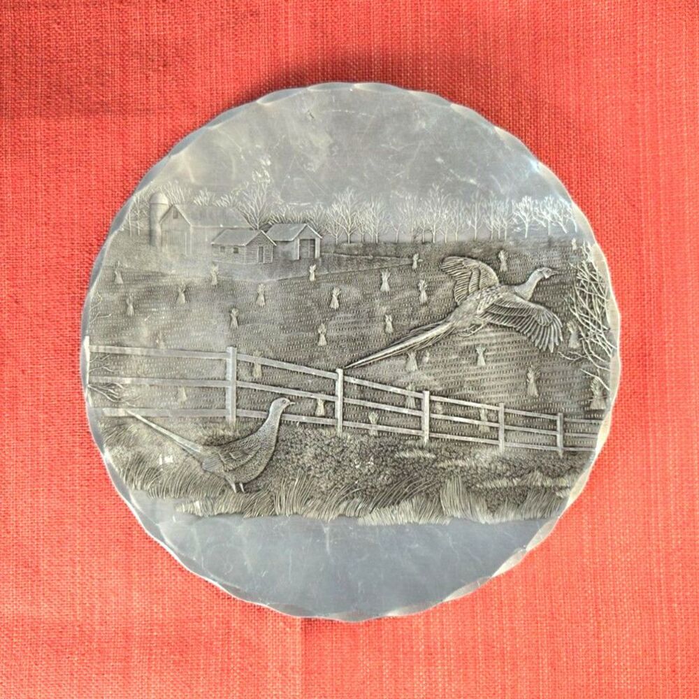 Vintage Hand-Hammered Metal Decor Plate by Wendell August Forge 8"
